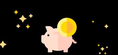 Piggybank with yellow stars in surrounding area